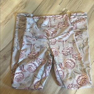 DYI Pink and Gray Leggings with Floral Design